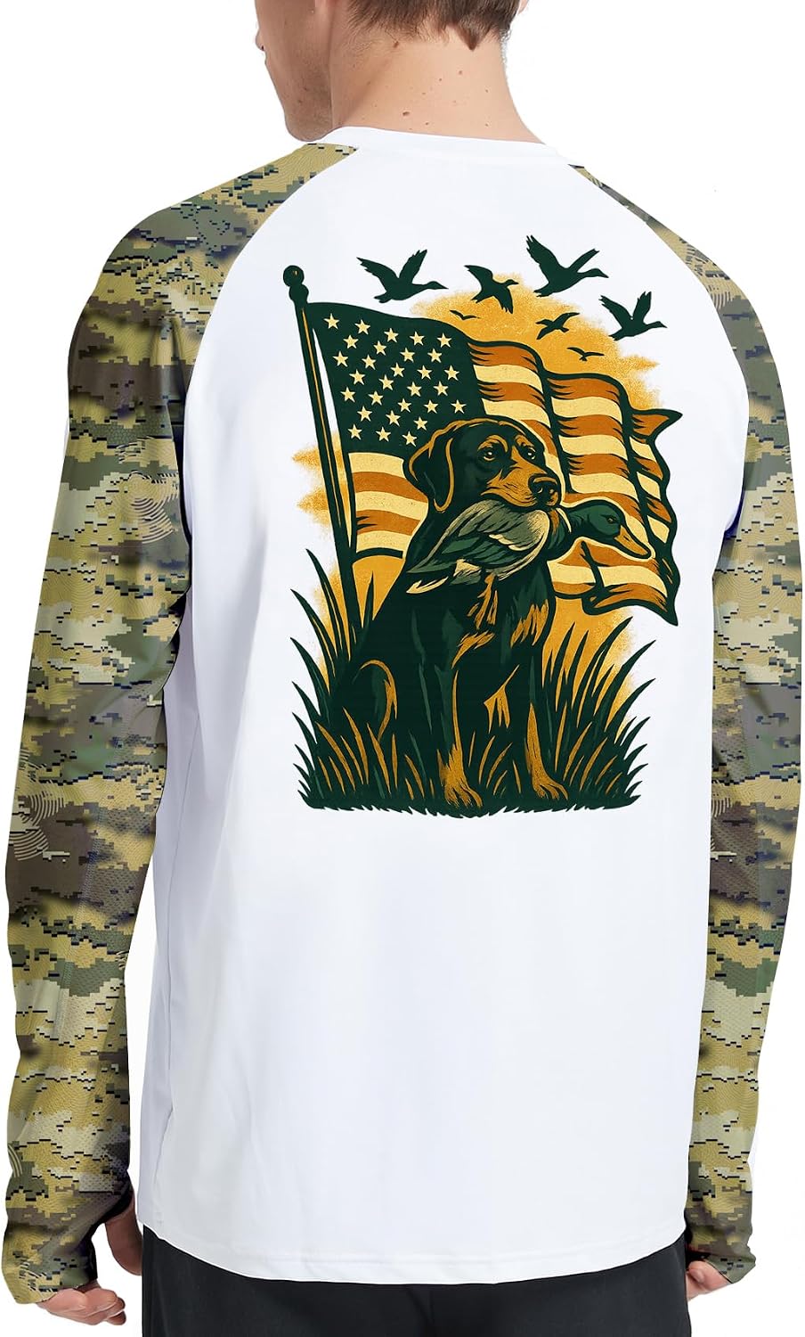 Riverruns Men's Hunting Camo Shirt for Men, Lightweight Camouflage Long Sleeve Shirt for Fishing Hiking Camping