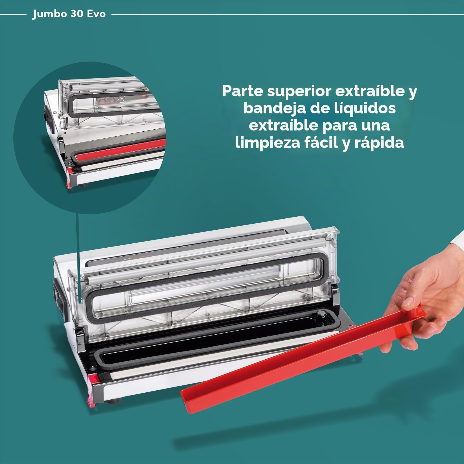 Magic Vac Jumbo 30 Evo, Máquina Envasadora al Vacío Profesional de Alimentos en Acero Inoxidable para Bolsas de Vacío y Contenedores