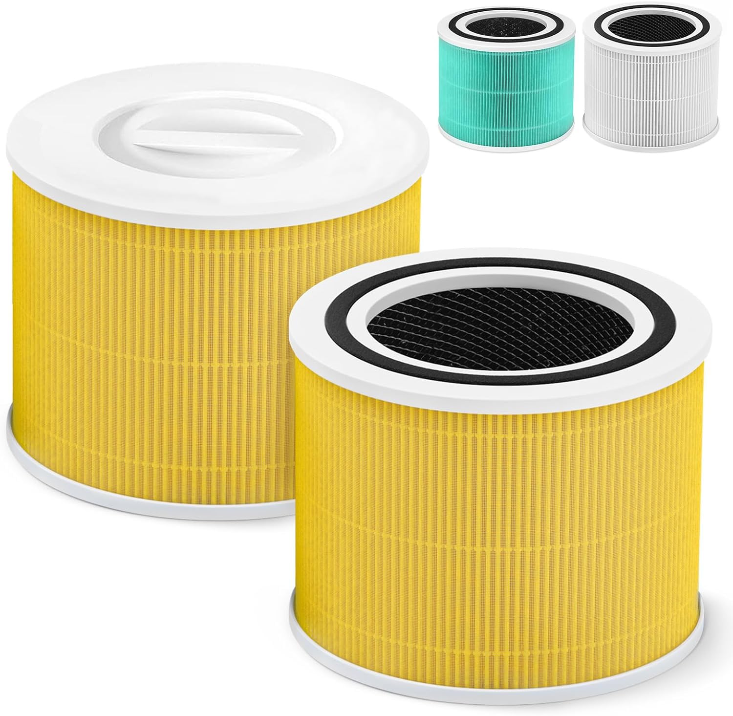 Core 300 Pet Care Replacement Filter for LEVOIT Core 300 Core 300-P Core 300S VortexAir Air Purifier, 3-in-1 H13 True HEPA Filter and Activated Carbon, Compare Part # Core 300-RF-PA, 2 Pack, Yellow