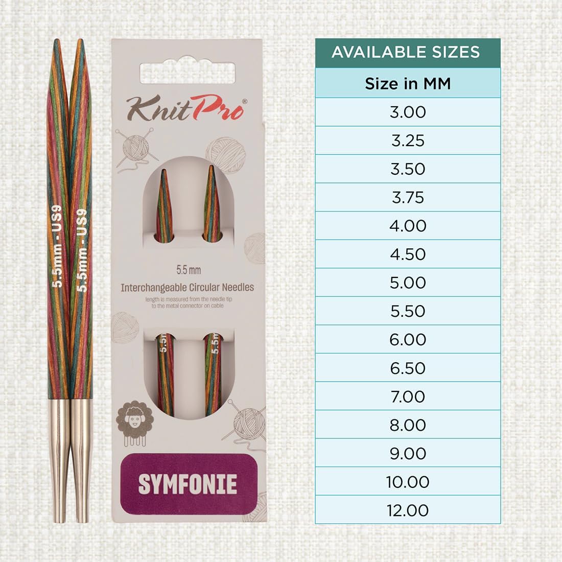 KnitPro Symfonie Interchangeable Circular Needles 4" (10cm) | 5.50mm