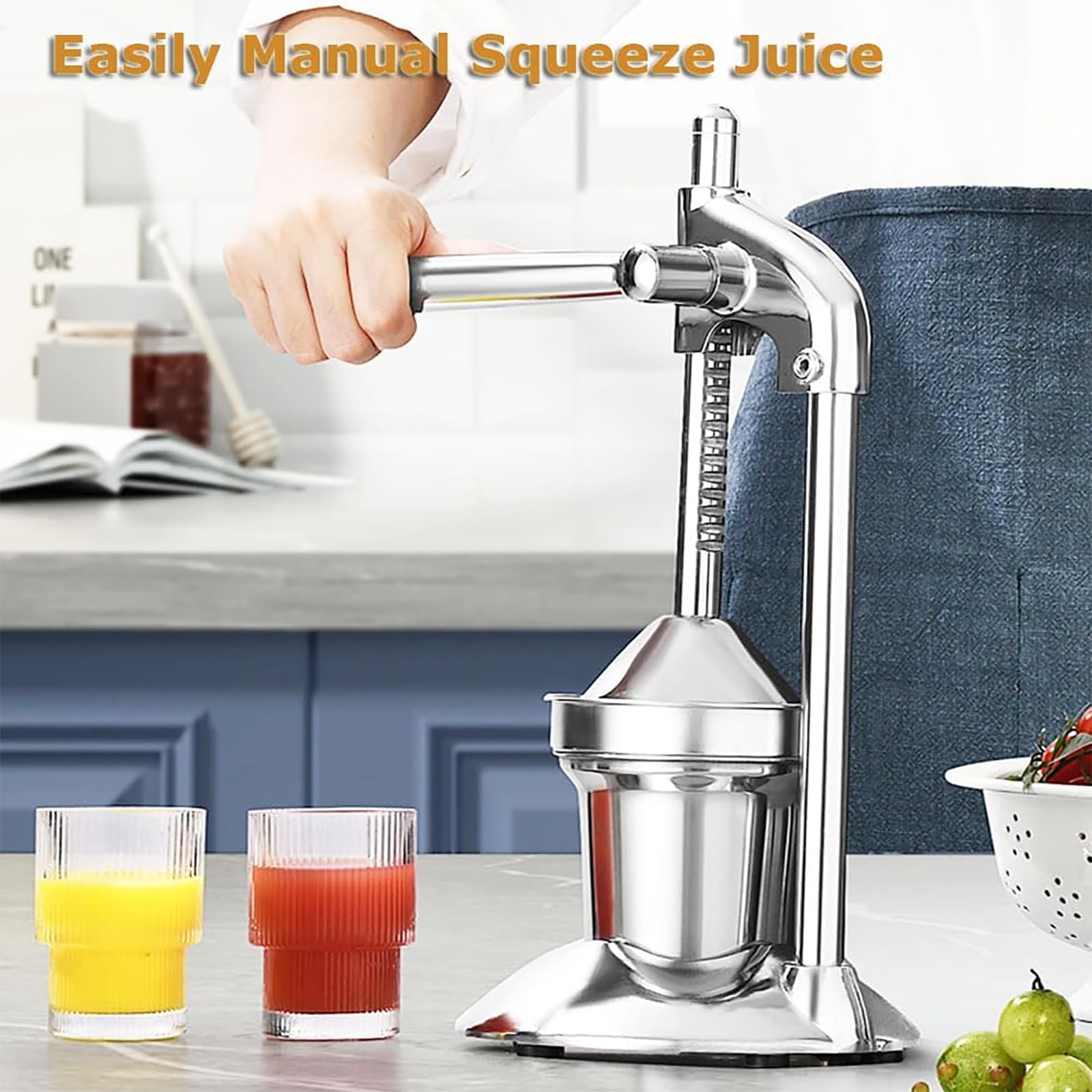 Manuelle Zitronenpresse Handentsafter Presse Edelstahl Zitruspresse Extraktor Lebensmittelqualität Kompakt Ergonomisch für Orangen Zitronen und mehr