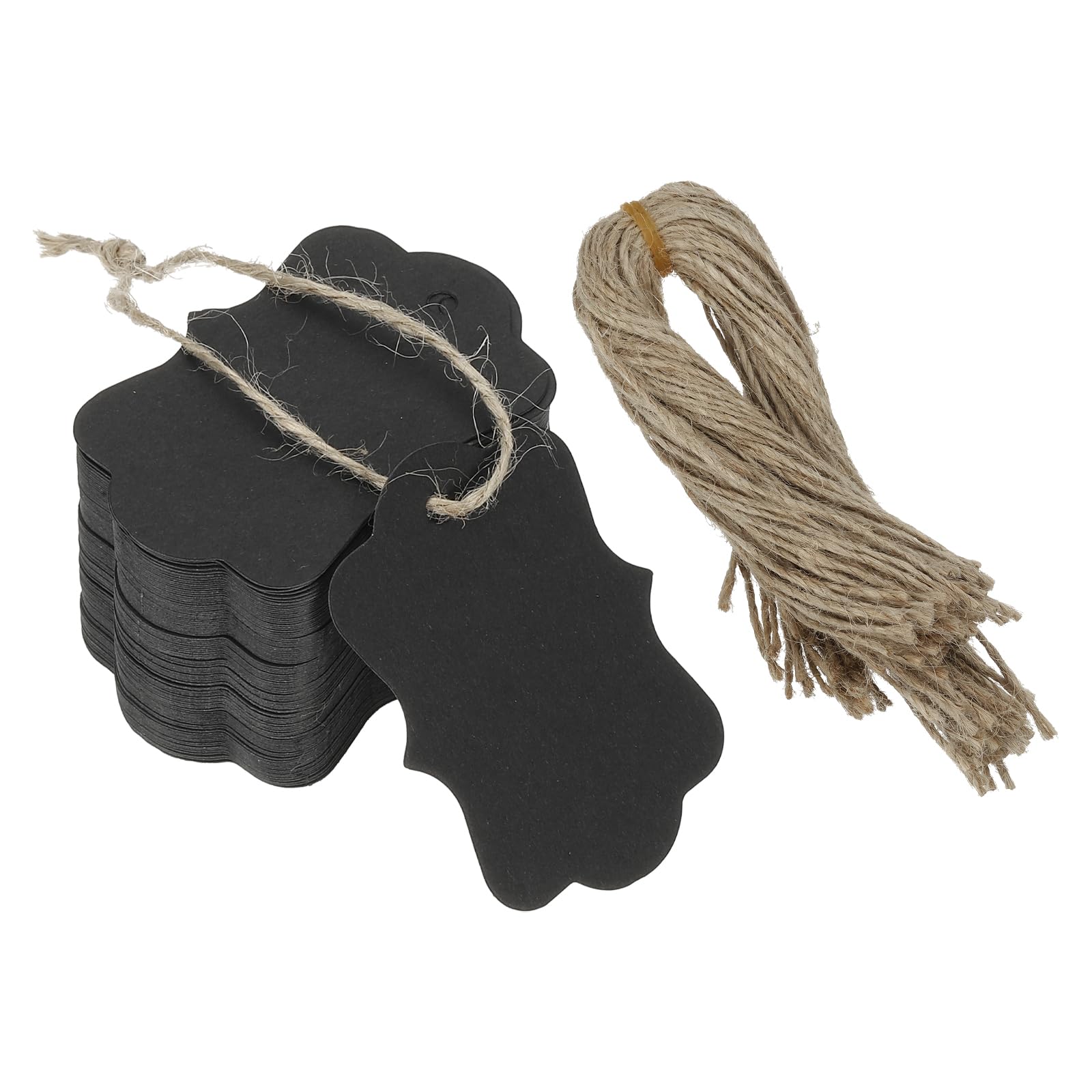 PATIKIL 100 Black Gift Tags with Twine String