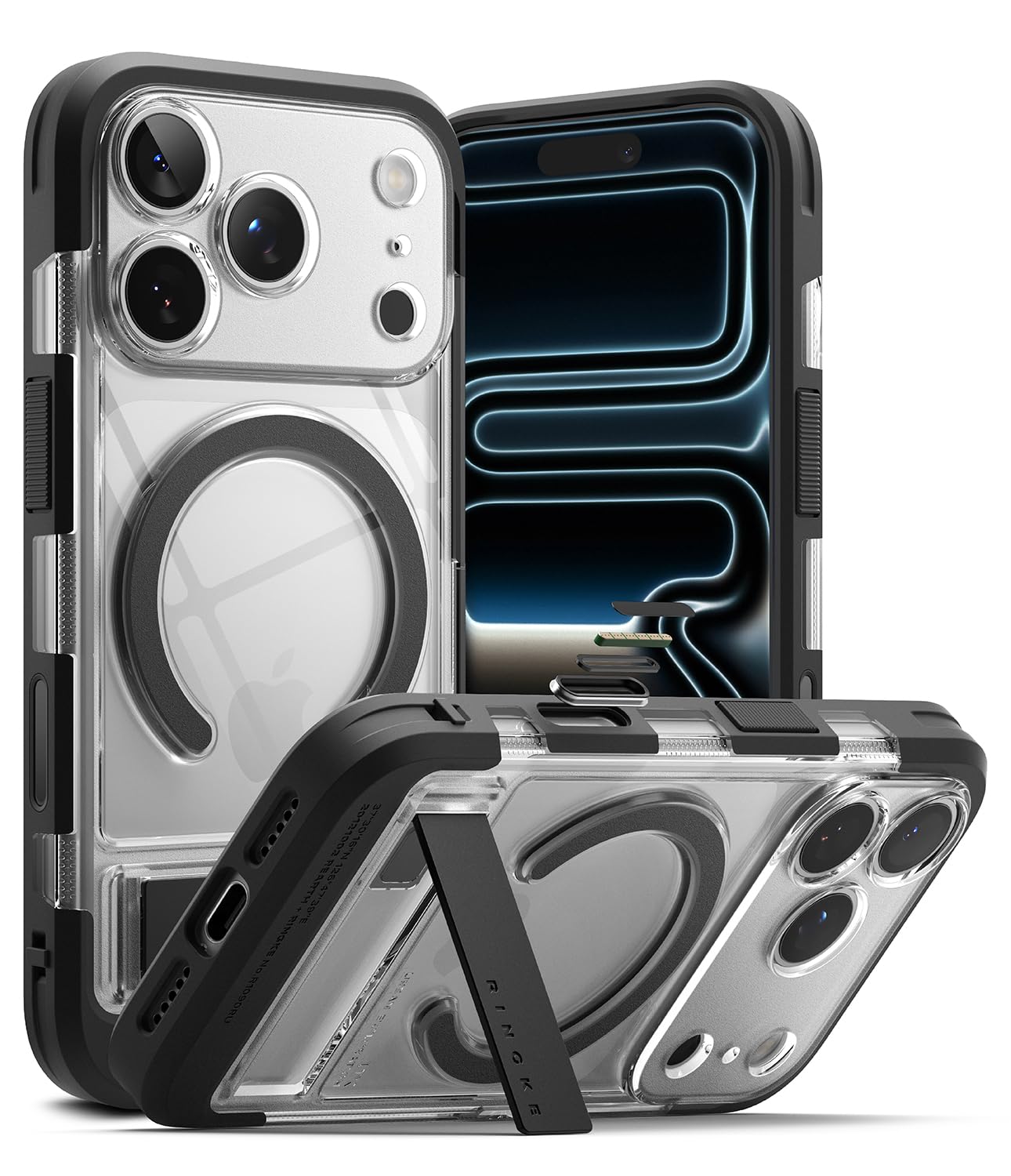 Ringke UX Magnetic Designed for iPhone 17 Pro Case [Compatible with MagSafe] [Built-in Metal Stand] Dual Layer Protective Cover with Rugged Frame and Camera Control Button Cover - Clear-image-38