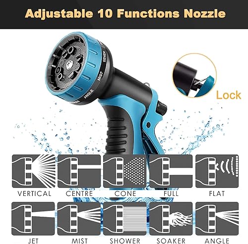 Miniatura 6 de Manguera de jardín de 50 pies, ligera, sin torceduras, a prueba de fugas, con boquilla rociadora de 10 funciones y conectores de latón de 34