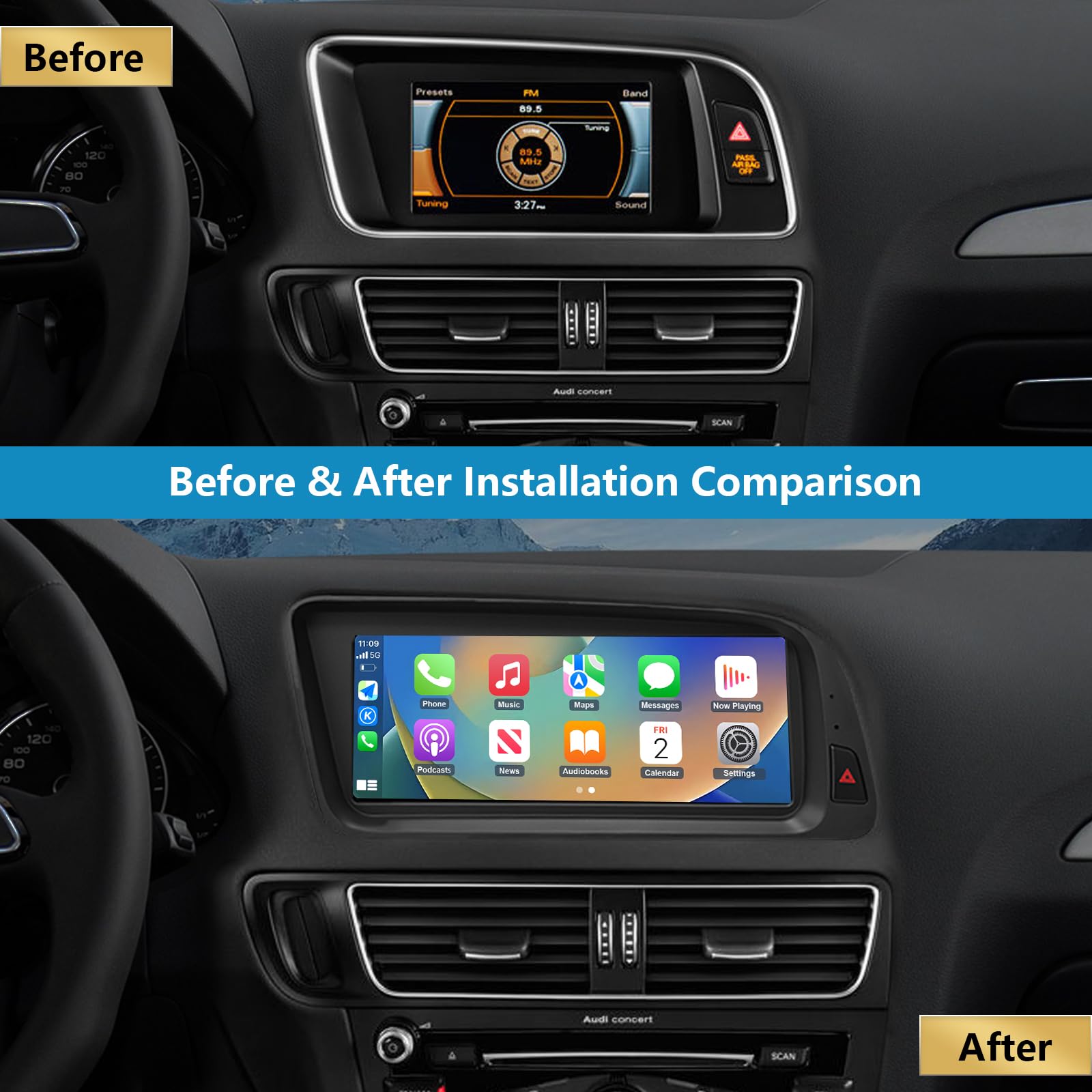 7 Pouces Intégré Sans Fil Carplay Sans Fil Android Auto 1080P Ips Écran