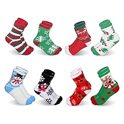 SATINIOR 8 Pairs Fuzzy Christmas Socks Plush Slipper Socks Holiday Socks Winter Warm Fluffy Cozy Crew Socks for Women