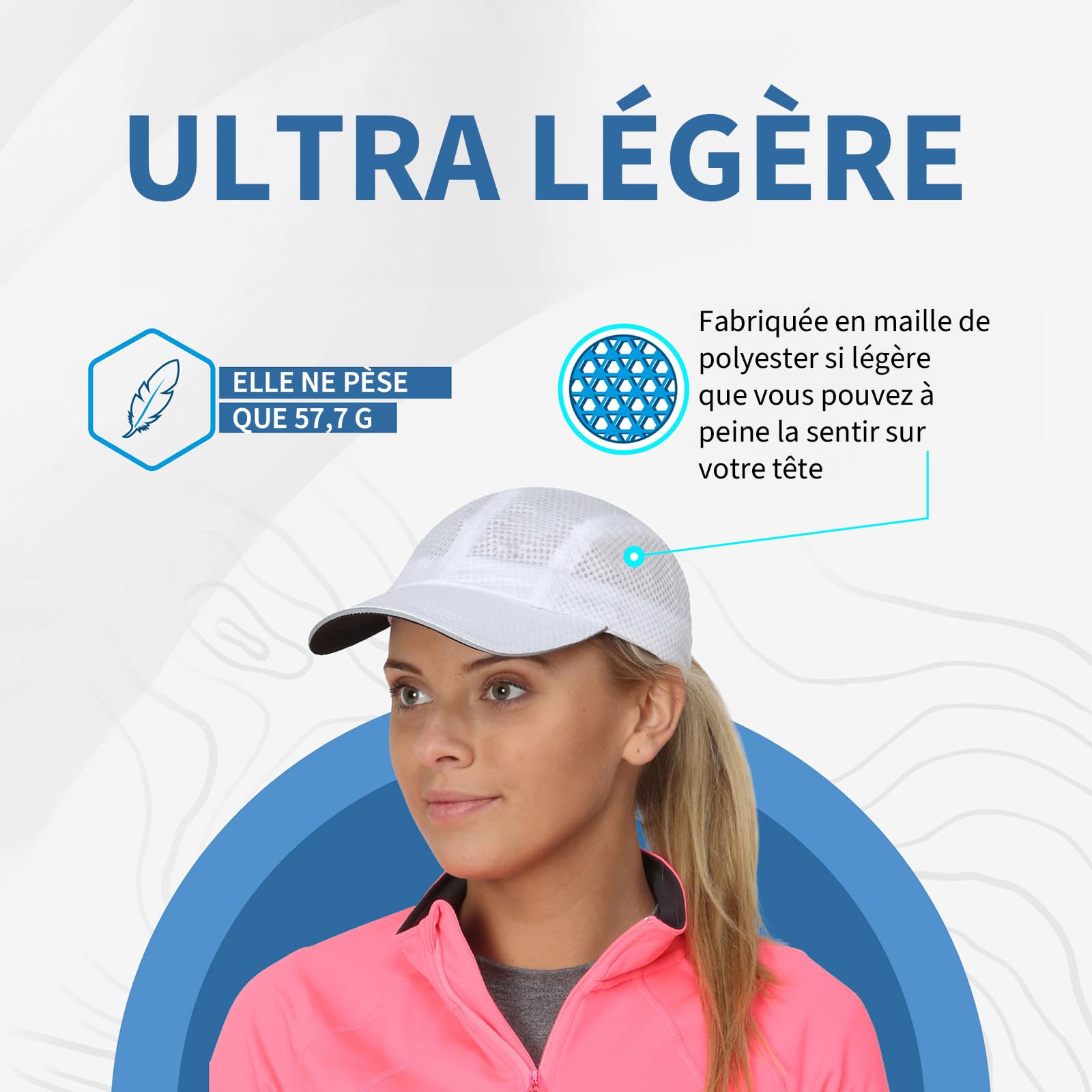 TrailHeads Race Day Casquette de Running Haute Performance pour Femme, Maille légère à séchage Rapide avec Bord réfléchissant