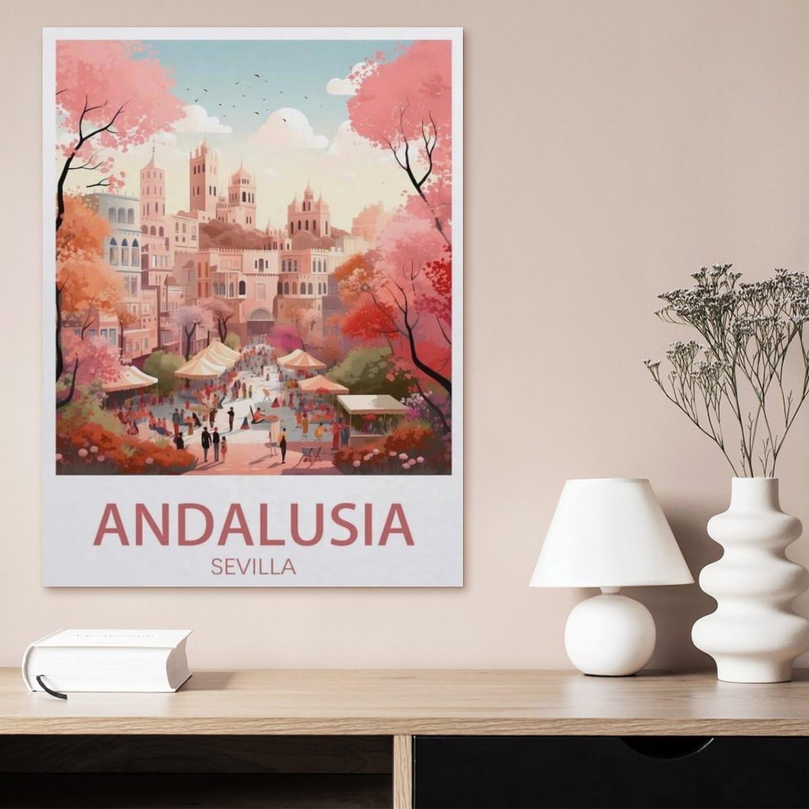 Puzzle en Bois Puzzle Jigsaw，Séville Andalousie，Classic Creative Classic Puzzle 1000 Pièces, Puzzles d'art Couleur（75x50cm）-AW50