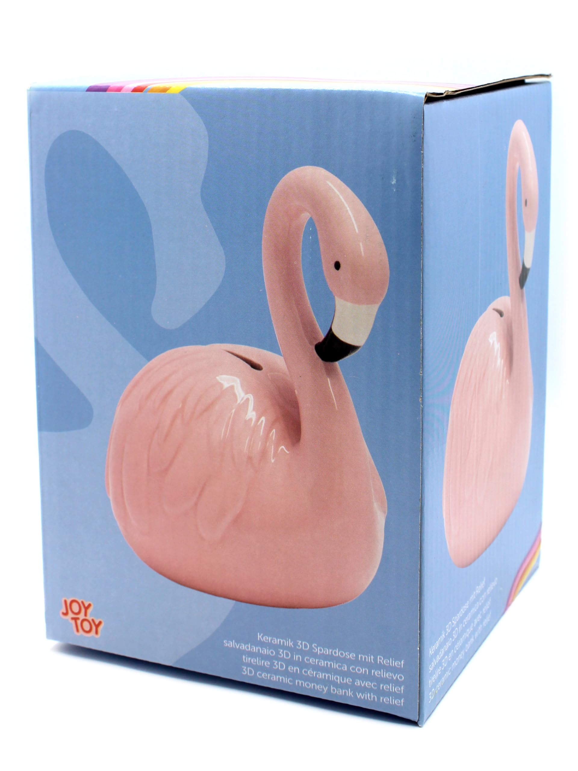 Joy Toy 62102 Fenicottero Salvadanaio in Ceramica, Multicolore