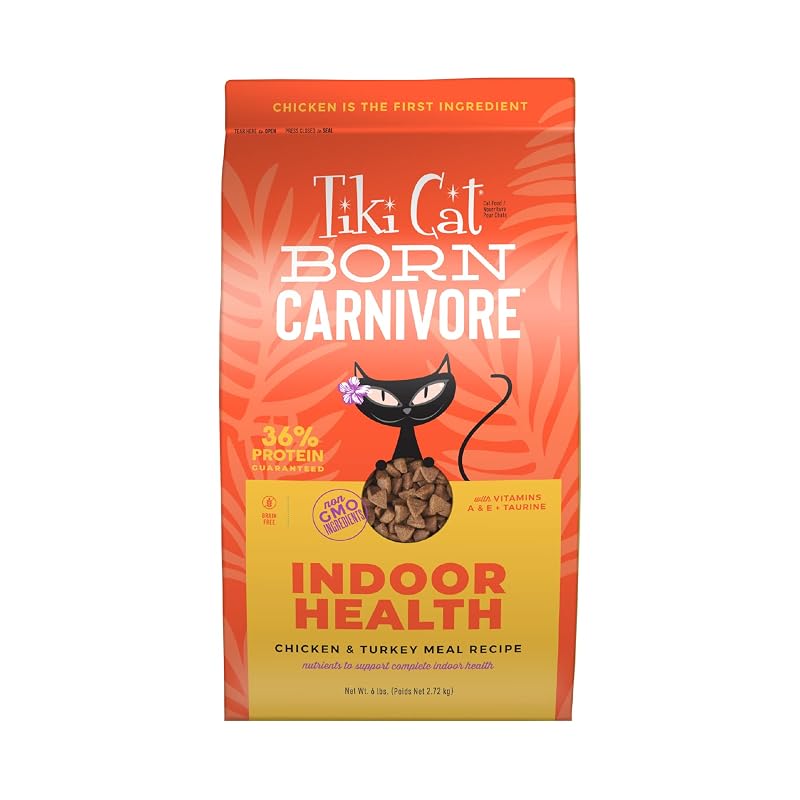 Ração seca para gatos TIKI PETS Born Carnivore Indoor Health, frango e peru, 2,72 kg