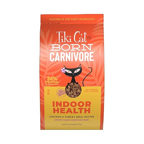Tiki Cat Born Carnivore Indoor Health Dry Cat Food, Chicken & Turkey Meal, 6 lbs. Bag - Chicken & Turkey - 6 Pound (Pack of 1)
