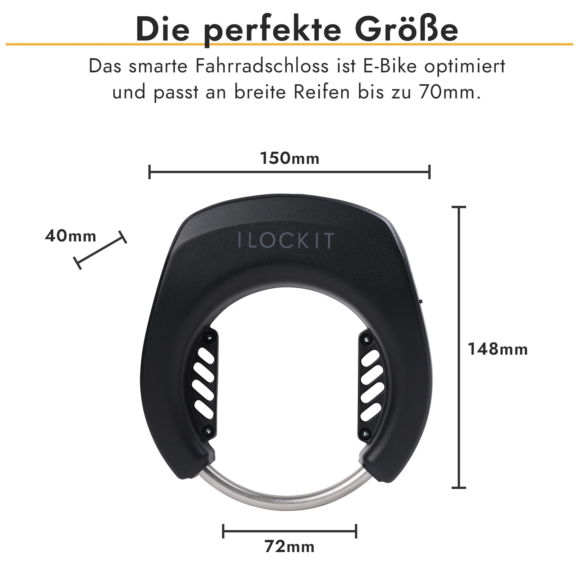 PRO Rahmenschloss Fahrrad | Fahrradschloss mit GPS Live Tracking | Fahrradschloss hohe Sicherheit | Smartphone App | Smarte 110dB Alarmanlage | Speichenausweichung