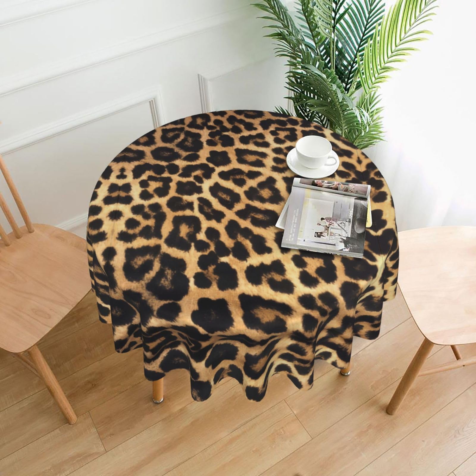 hhxvcv Leopard Print Round Tablecloth – Dining Table Cover