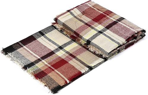 Miniatura 5 de American Trends Bufanda de Otoño e Invierno para Mujer a Cuadros con Borlas Suave y Cálida Manta Bufandas Chal Envolturas para Mujer