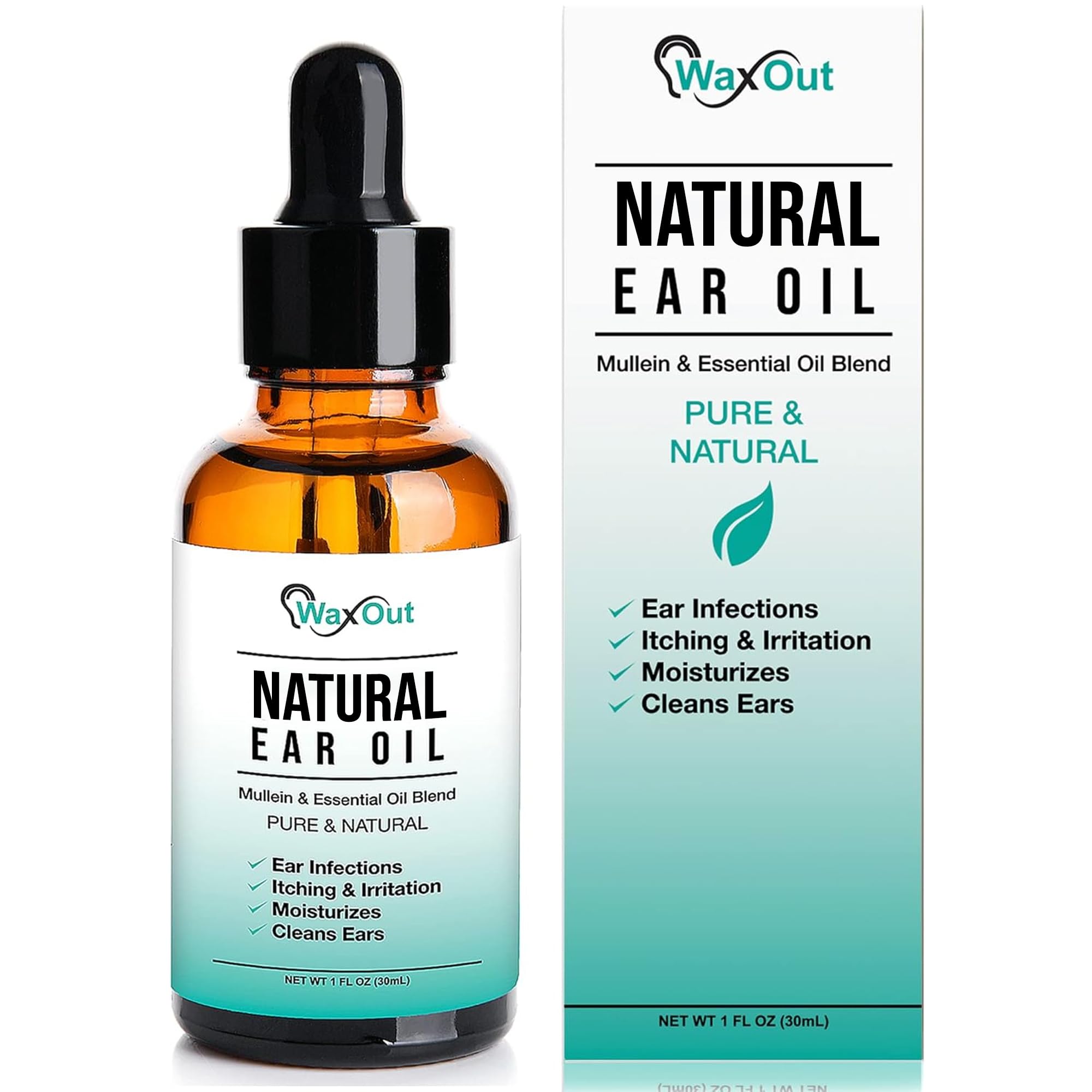 Natural Mullein Ear Wax Removal Oil & Cleaner | Pain & Earache Relieving Drops | Earwax Softener, Moisturizer & Odor Remover for Tinnitus, Itching, Ringing, Infections & Clogged Ears