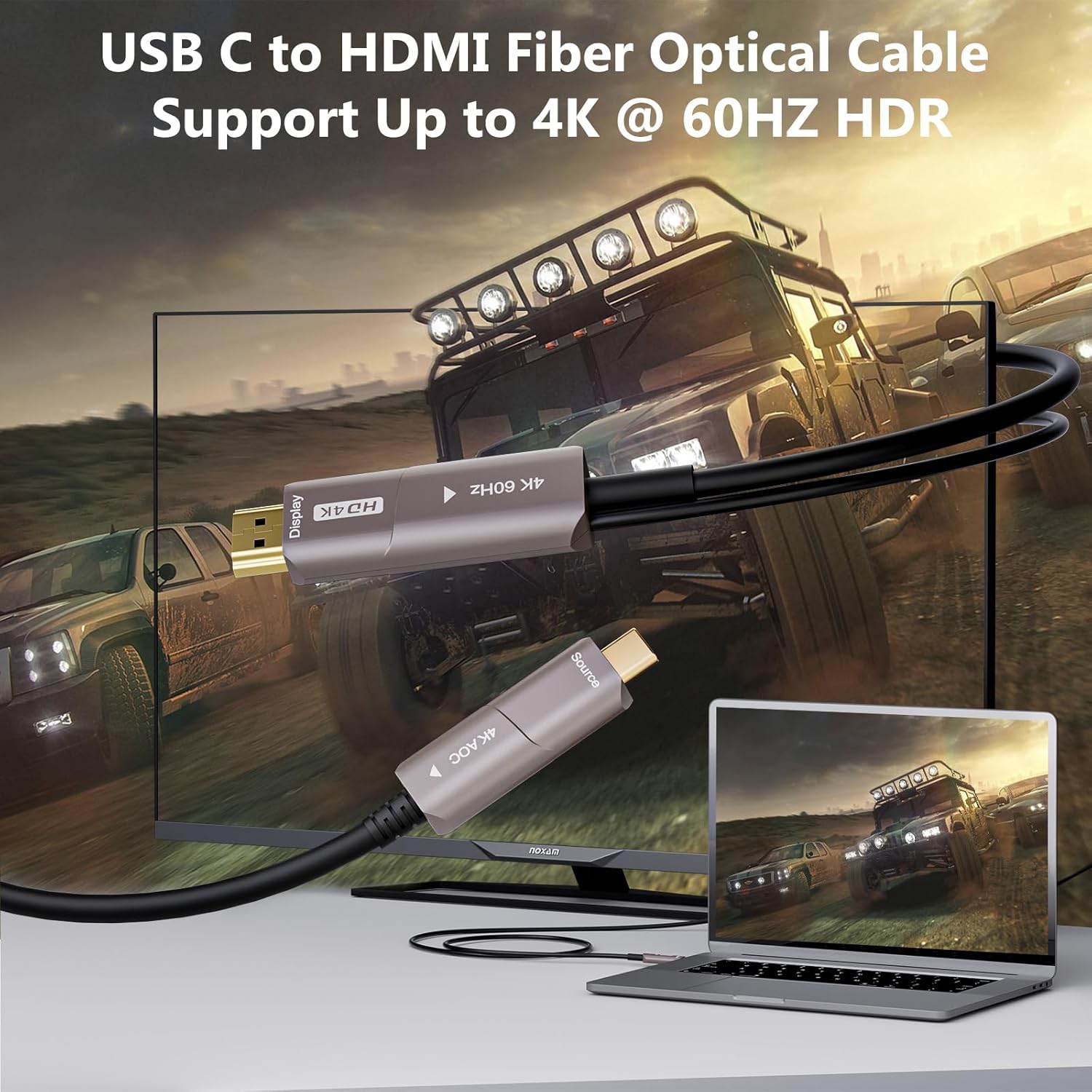 USB C to HDMI Optical Cable USB 3.1 Type C to HDMI 4K Thunderbolt 3/4 Compatible for MacBook Pro/Air (F0402-AOC-10M)