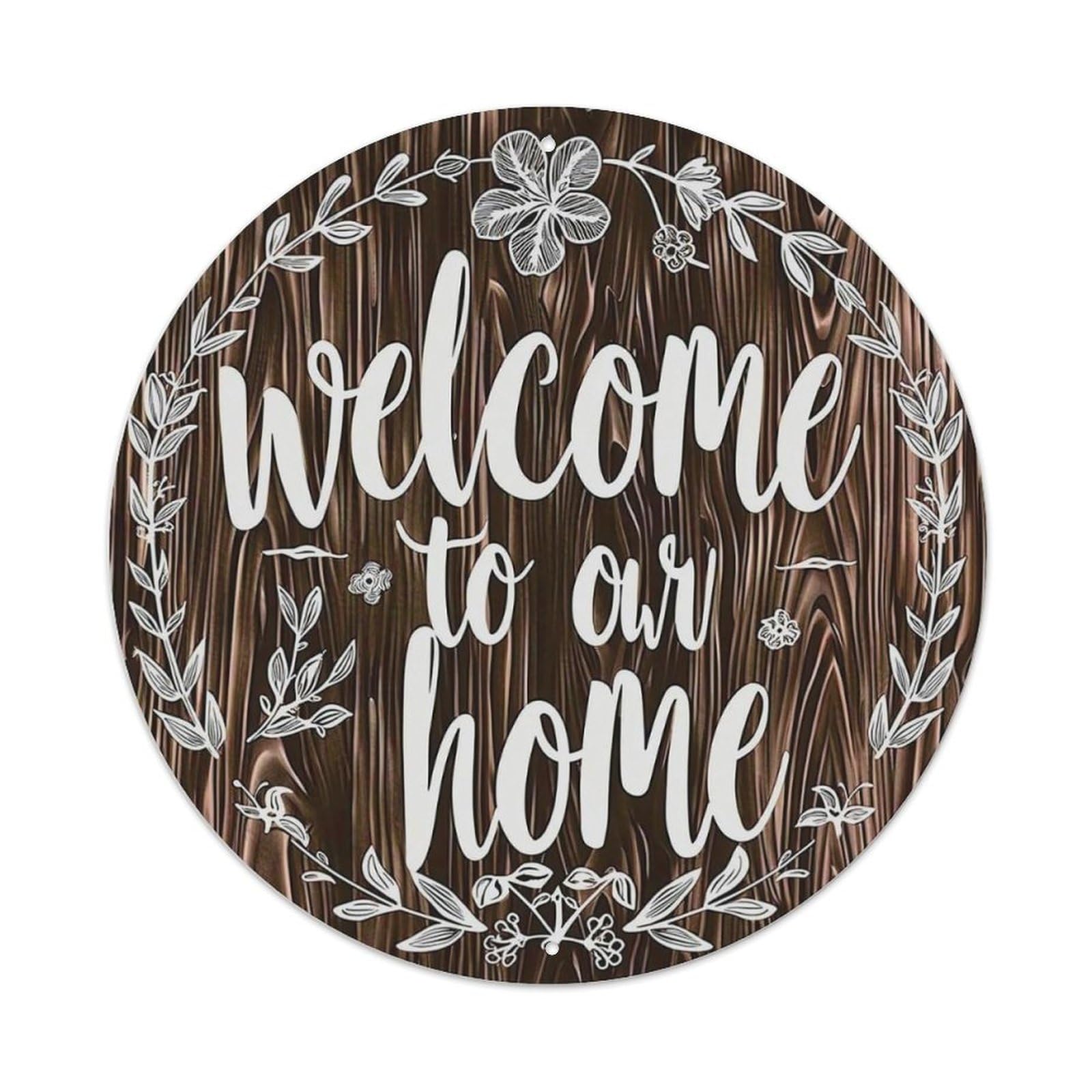 Background Floral Wreath Welcome Metal Tin Sign