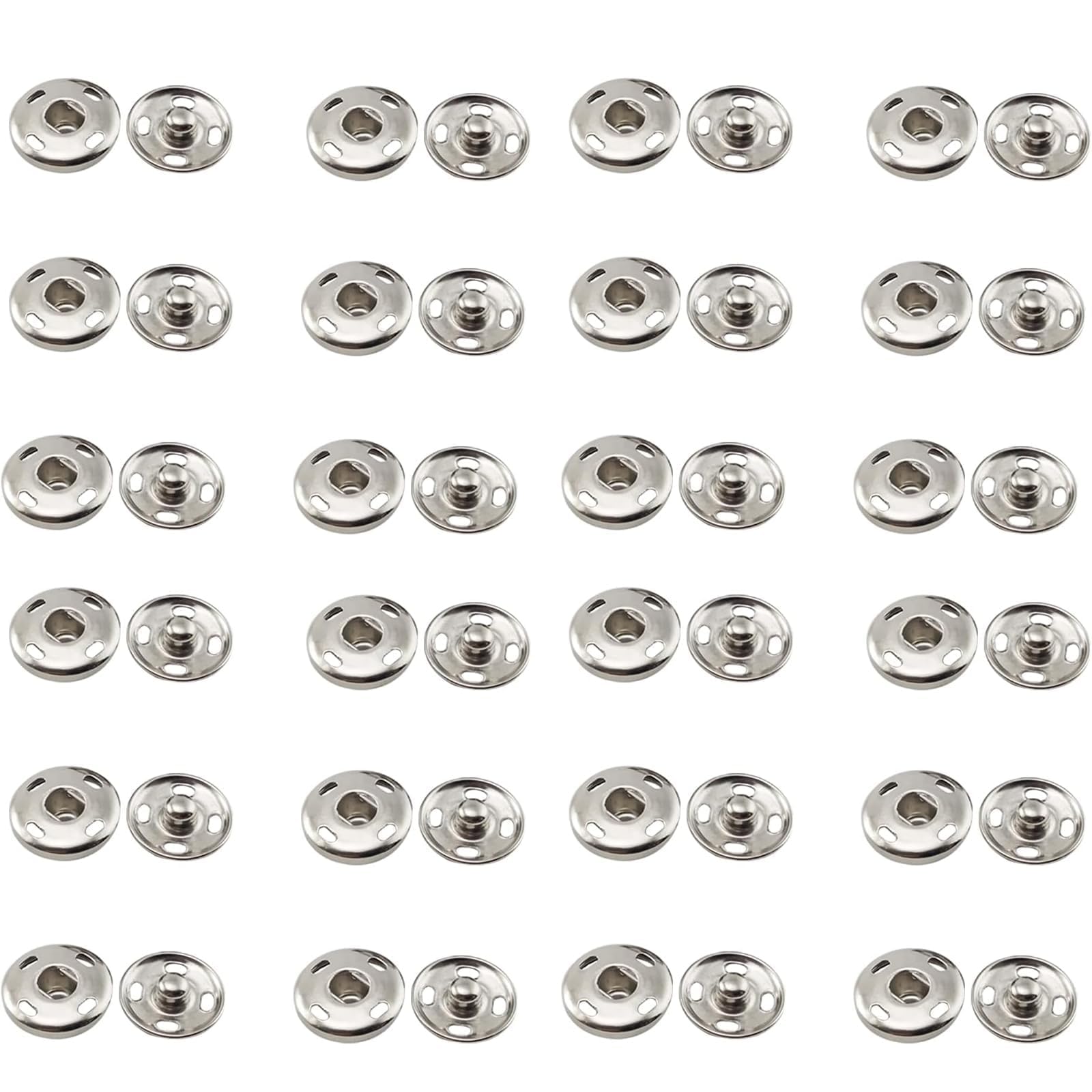 Mzoyouro No 50 Sets Fasteners Metal Press, Poppers Fasteners Kit Studs Sew On Snap Button, Sew On Snap Buttons, For Clothes Sewing Craft Diy Craft Projects (21Mm)