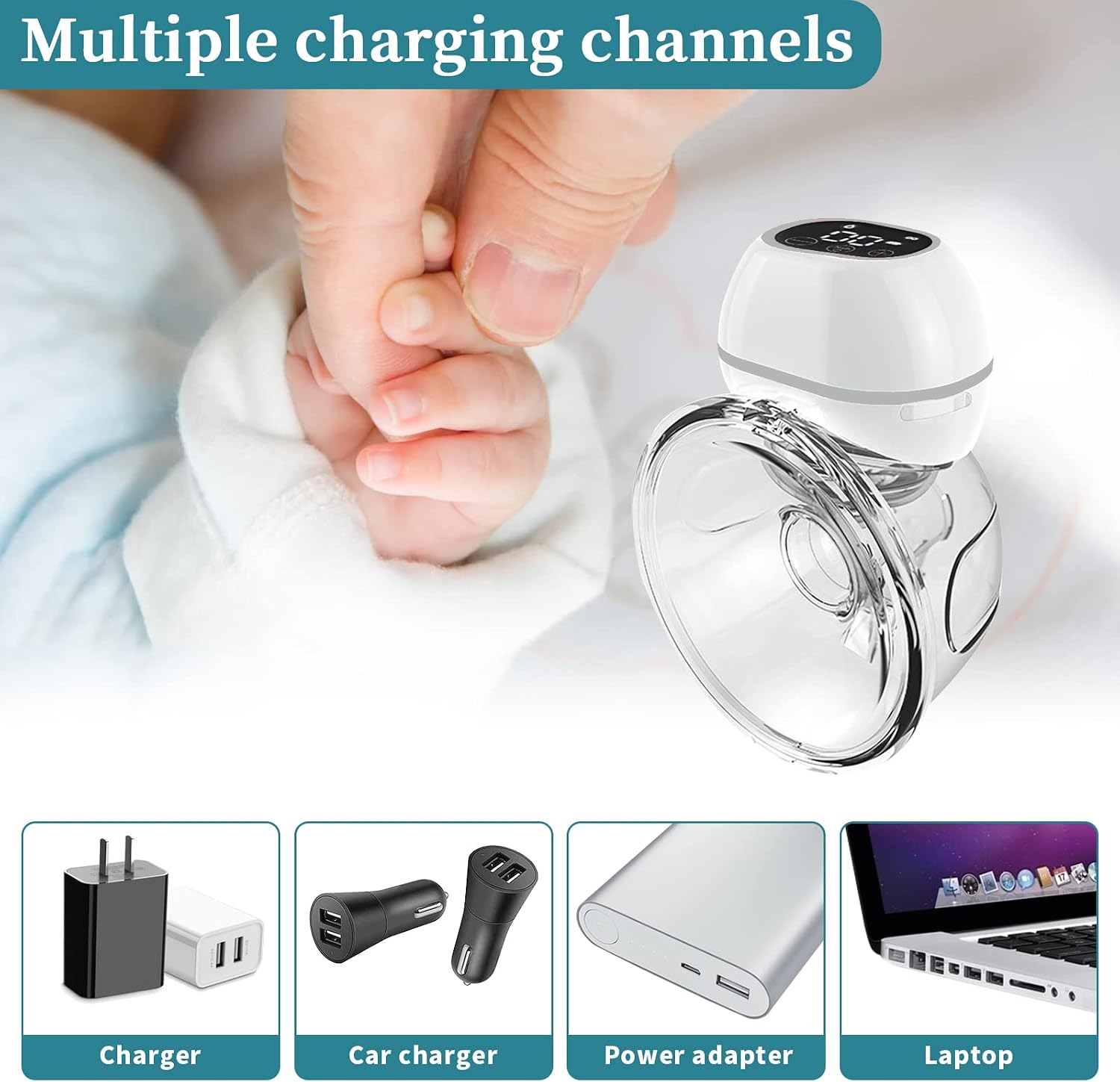 Aidmom Breast Pump S12 Pro with Touch Screen+3 Modes+9 Levels, Wearable Pumps for Breastfeeding, Wearable Breast Pump Portable Hands Free Low Noise with Memory Function, 19mm 21mm 24mm 28mm Flanges