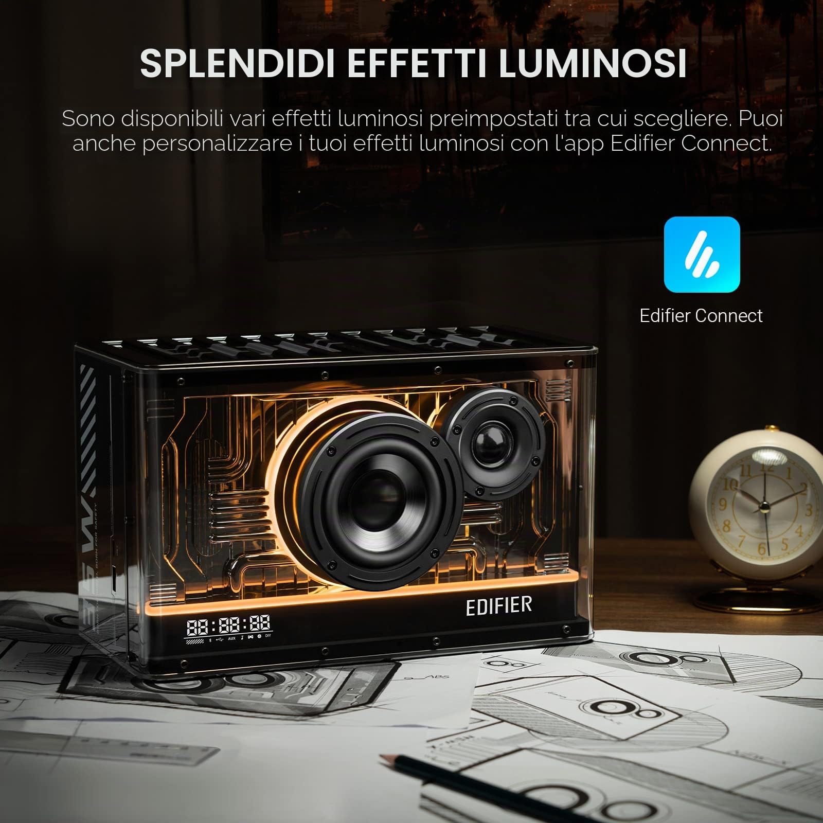 Edifier Sistema di altoparlanti Bluetooth compatto QD35 con effetti di luce RGB, Bluetooth V5.3 e due porte di ricarica ultraveloci. Audio Hi-Res certificato.