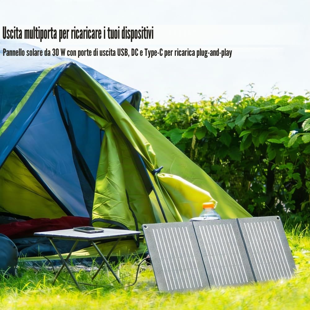 MARBERO 26.400mAh Stazione Elettrica Portatile con Pannello Solare Pieghevole da 30W, Power Bank con Presa AC 150W di Picco, Generatore Solare con Pannello Incluso per Domestico Emergenza Campeggio