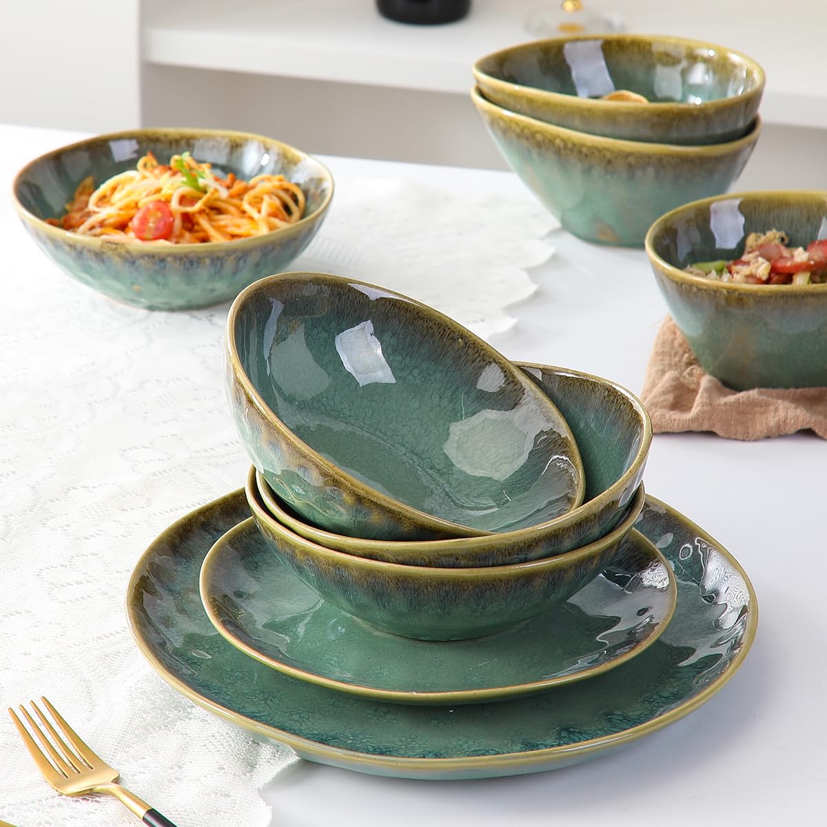 Zestaw misek, 4-częściowy zestaw misek – 750 ml, miseczki do musli, zestaw misek do zupy, ceramiczne/miski, rameny, talerze do zupy, beżowe – miska dla 4 osób