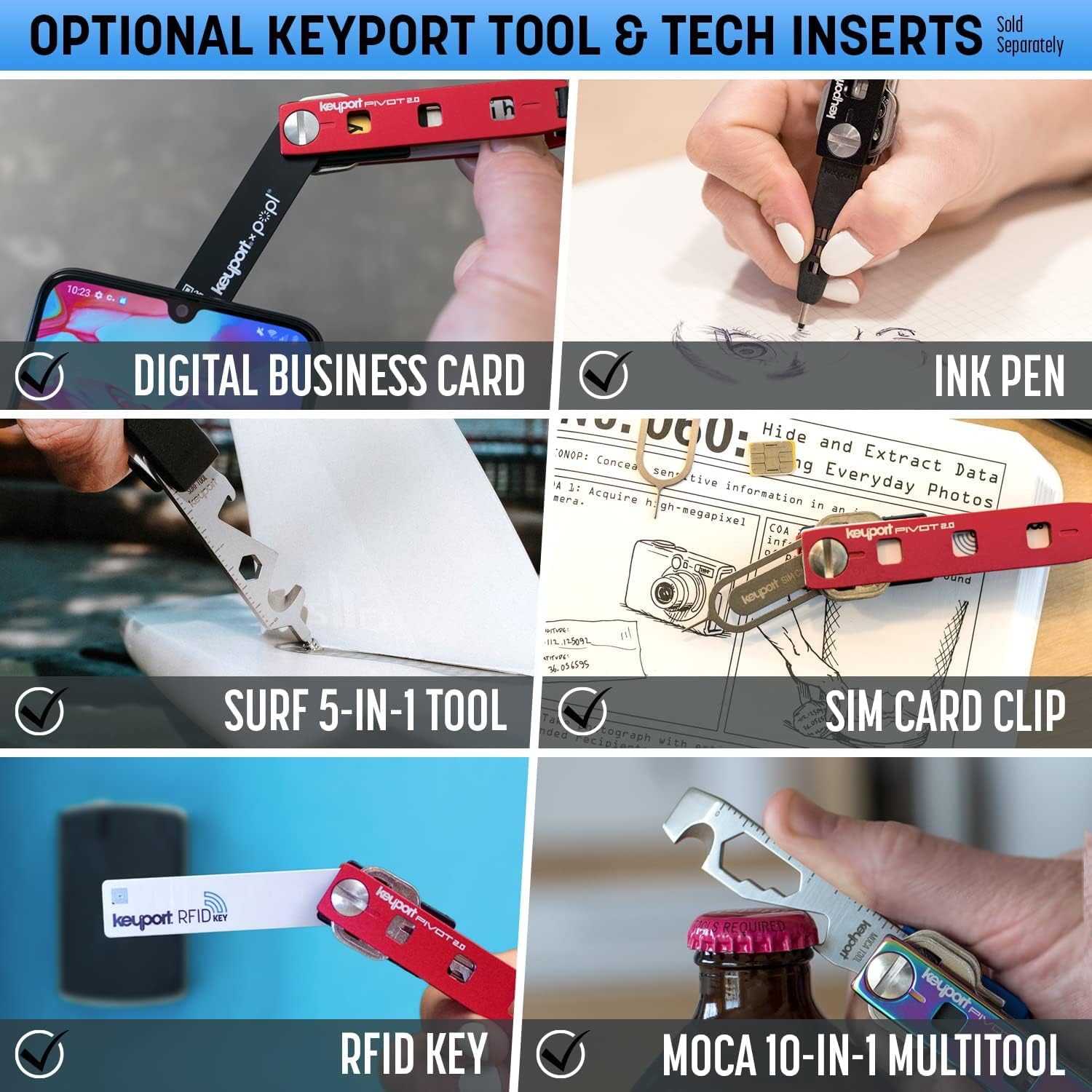 Keyport Pivot 2.0 Premium Edelstahl-Schlüssel-Organizer – EDC-Schlüsselhalter mit D-Ring für Schlüsselanhänger und Lost & Found Service – anpassbares modulares Design – Schlüsselanhänger Alternative