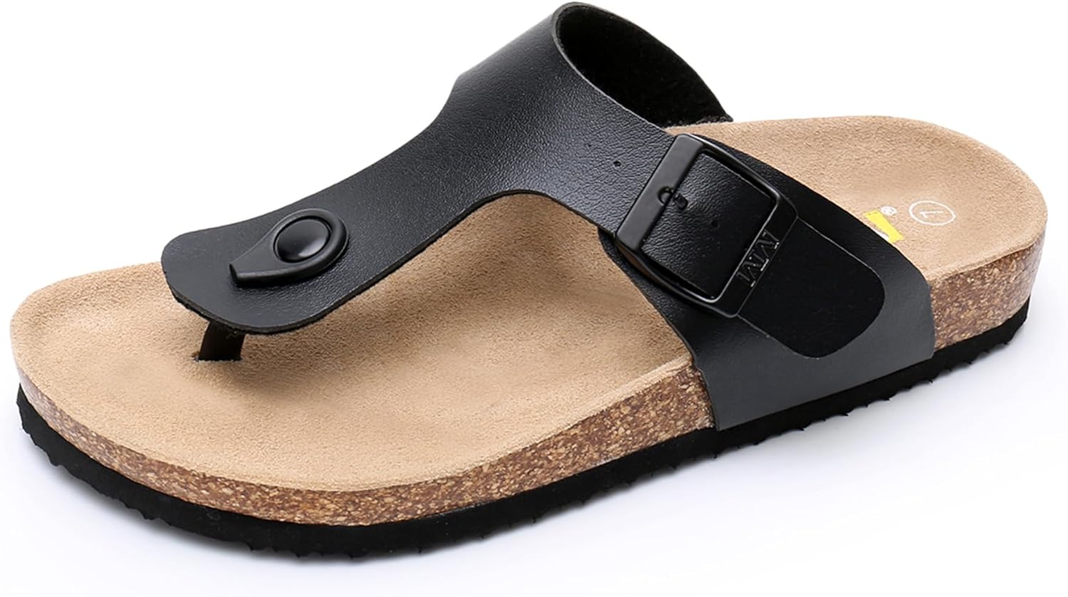 WTW Cork Footbed Womens Sandals Genuine Leather Insole Slides Sandals for Women Adjustable Buckle Summer Sandals Outdoor Walking