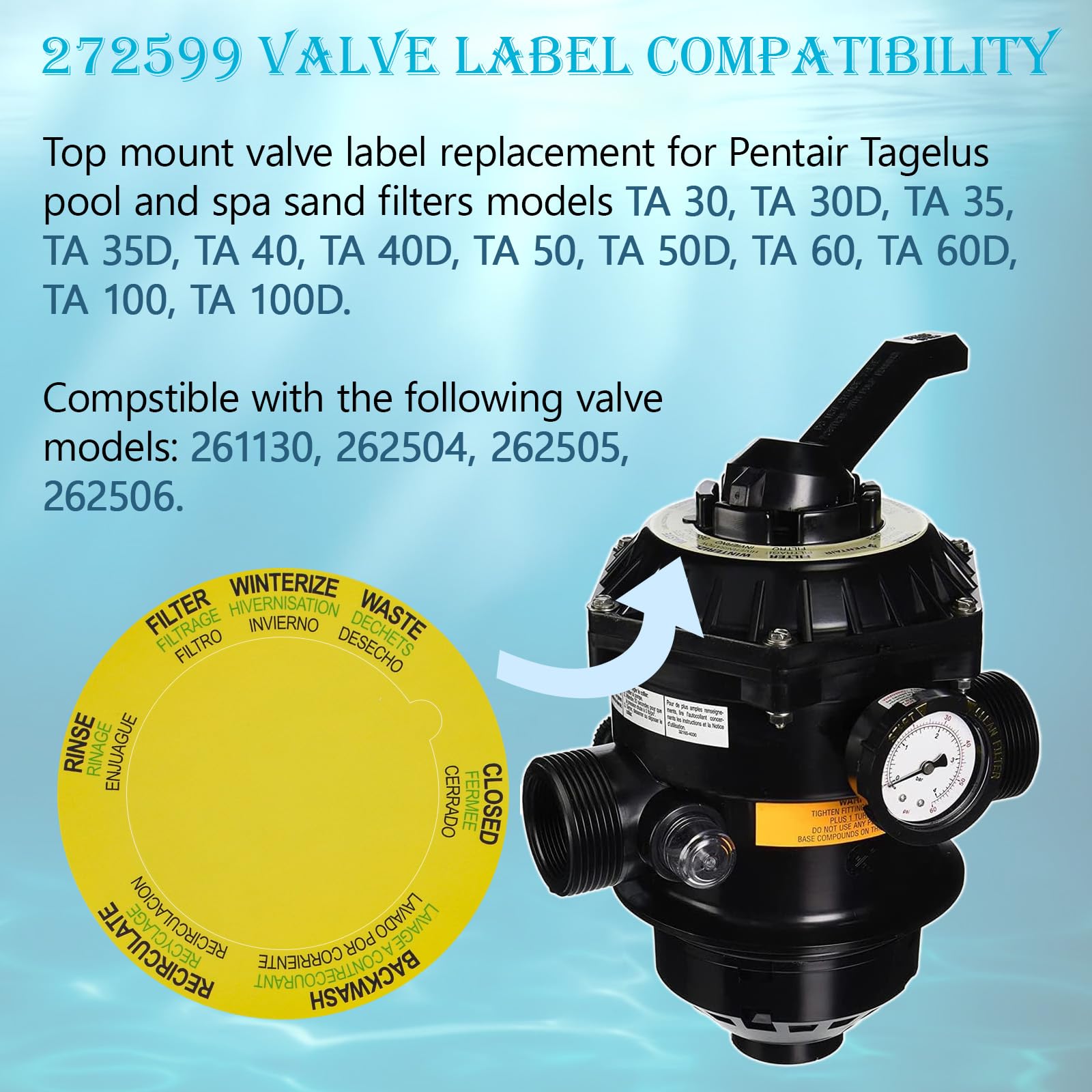 Amazon.com: EAORBD 272599 Pool Sand Filter Valve Label for Pentair