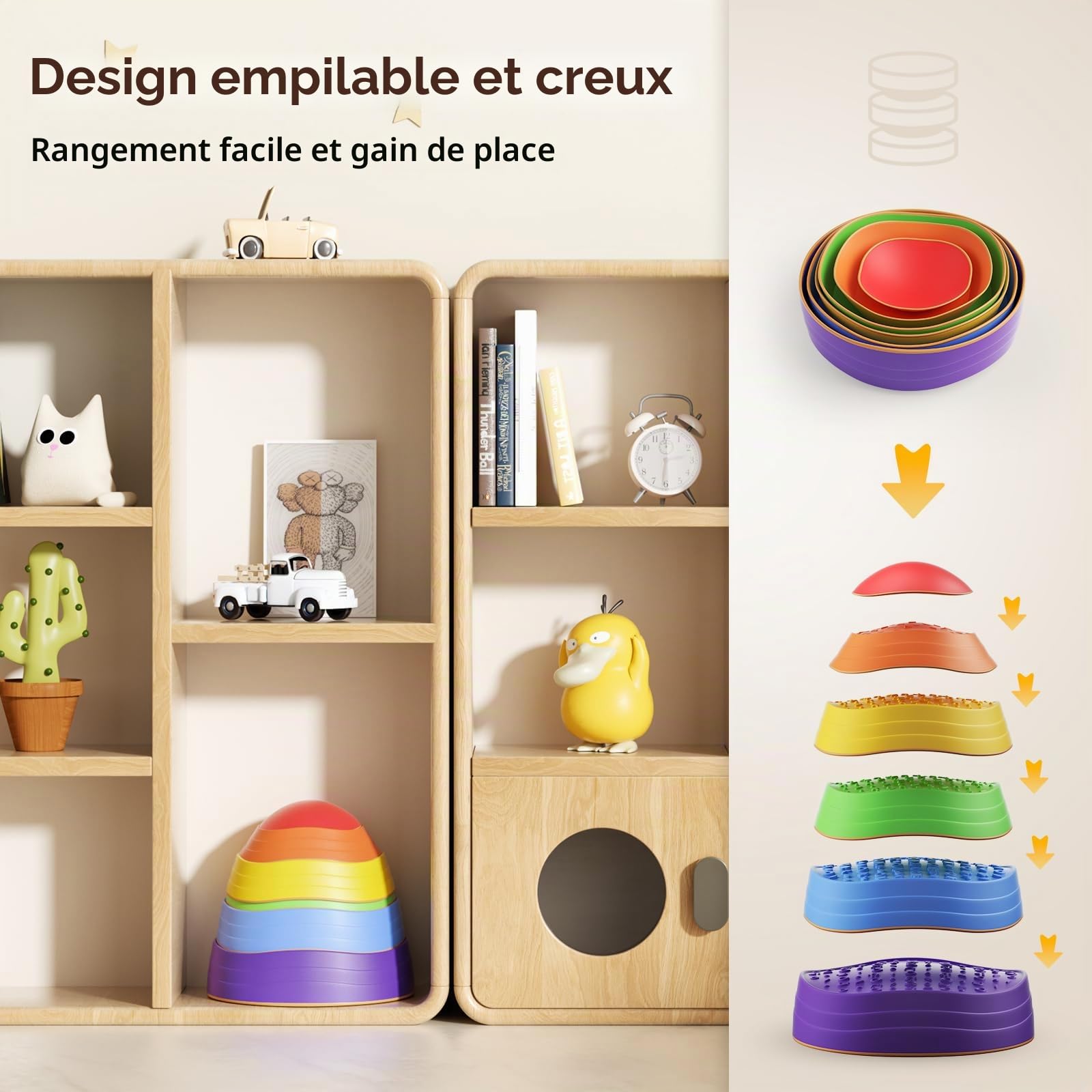 Lot de d'équilibre pour enfants, pierres à empiler pour enfants Favorise l'équilibre et la coordination à l'intérieur comme à l'extérieur jouet d'activité physique Pierres à empiler