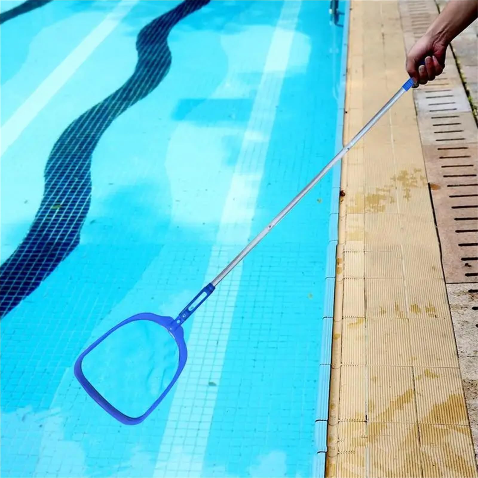 Pool-Skimmer, Whirlpool-Skimmernetz mit Stange, tragbares Pool-Reinigungswerkzeug 3-teiliger Verbindungsstange, Pool-Handskimmer Für Teich