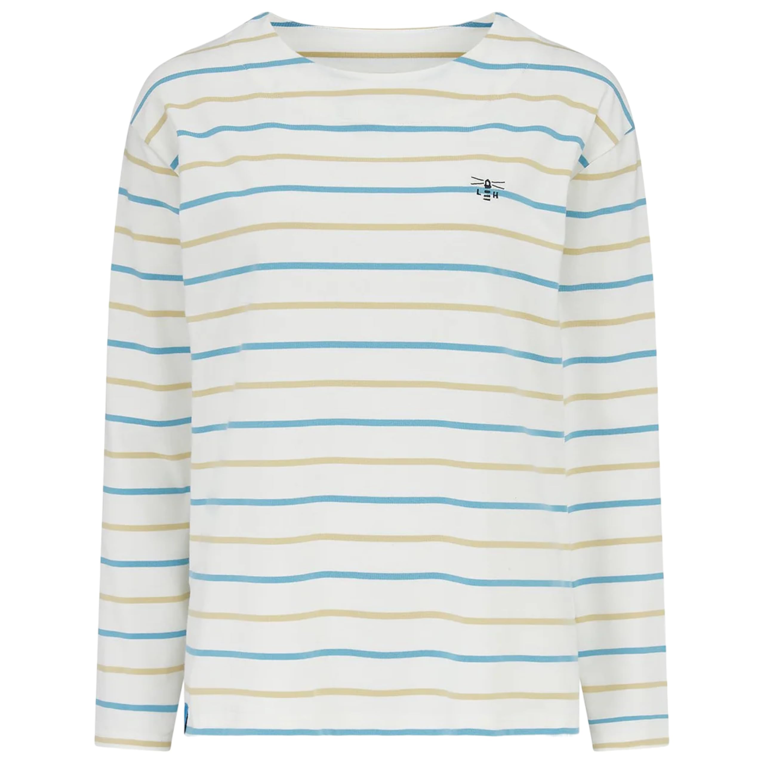 Lighthouse Women's Blue Clay Stripe Causeway Breton Top - Long-Sleeved Cotton Stretch Tee - 20