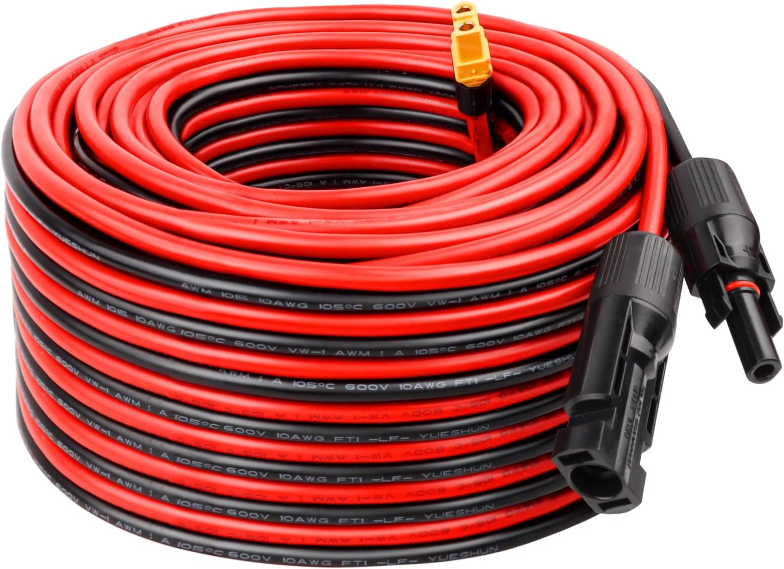 Solar to XT60 Extension Cable 10AWG 75FT Solar Connector to XT60 Adapter Cable for Solar Panel to Portable Power Station Solar Generator Battery Pack