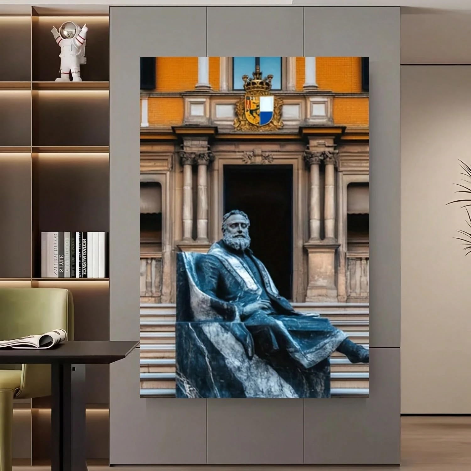 VCBNUGH Decorazione murale con scultura, stampa su tela di statua, stampa su tela, decorazione per camera da letto/soggiorno (50x70 cm/con cornice)