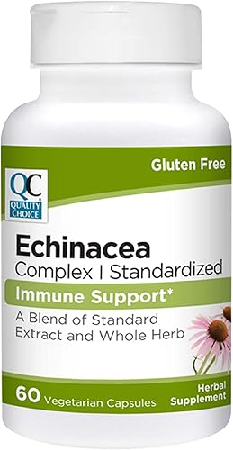 Quality Choice Equinácea 500 mg (dos cápsulas vegetarianas de 250 mg) complejo para la salud y el apoyo del sistema inmunológico en botellas de 60