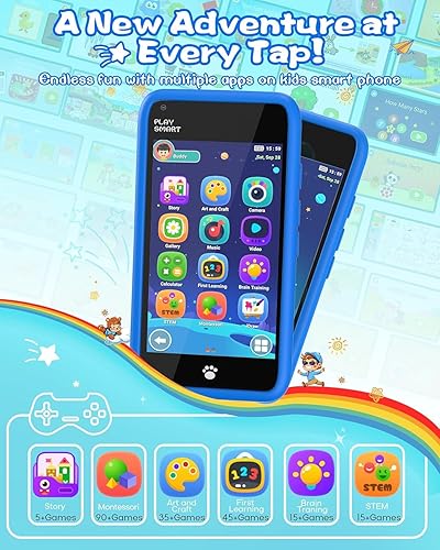 Miniatura 2 de MOMILLA Teléfono inteligente de juguetes para niños, pantalla táctil de 3.97 pulgadas, regalos de cumpleaños de Navidad para niños inteligentes,