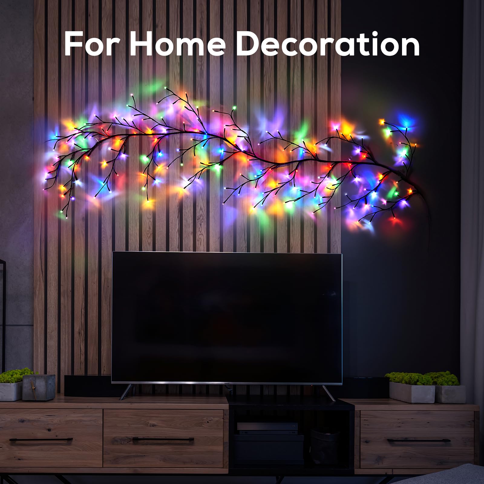 YCoisini Enchanted Willow Vine Lights for Home Decor with 160LEDs, 8.2FT Voice-Activated Wall Decoration Light, Support Warm Light Mode and Color Light Mode Gradient Switch (Brown)(1PCS)