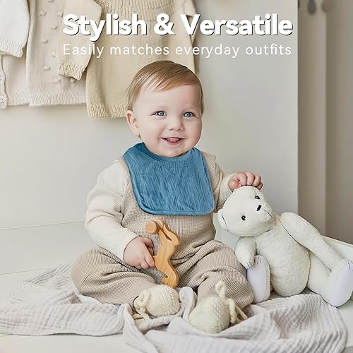 Miniatura 2 de Baberos de muselina para bebés para niños y niñas, baberos de algodón para babeo, baberos ajustables para recién nacidos para babeo y dentición