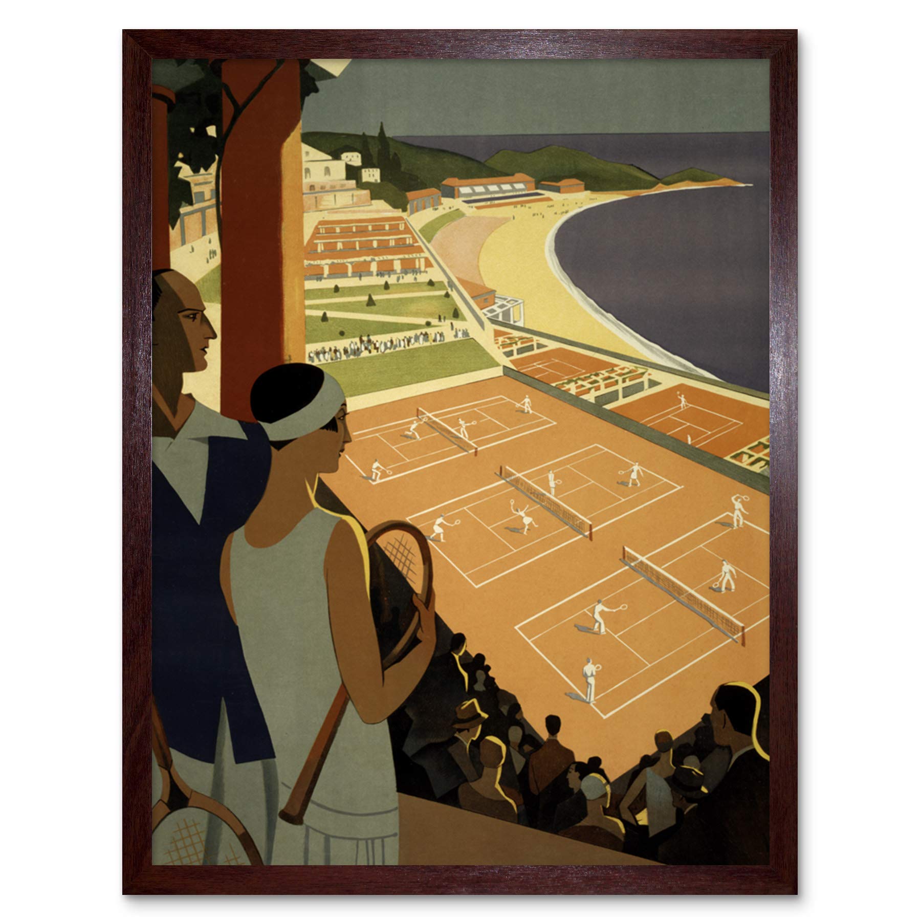 Wee Blue Coo Monte Carlo Monaco Tennis Vintage Art Print Framed Poster Wall Decor 12x16 inch