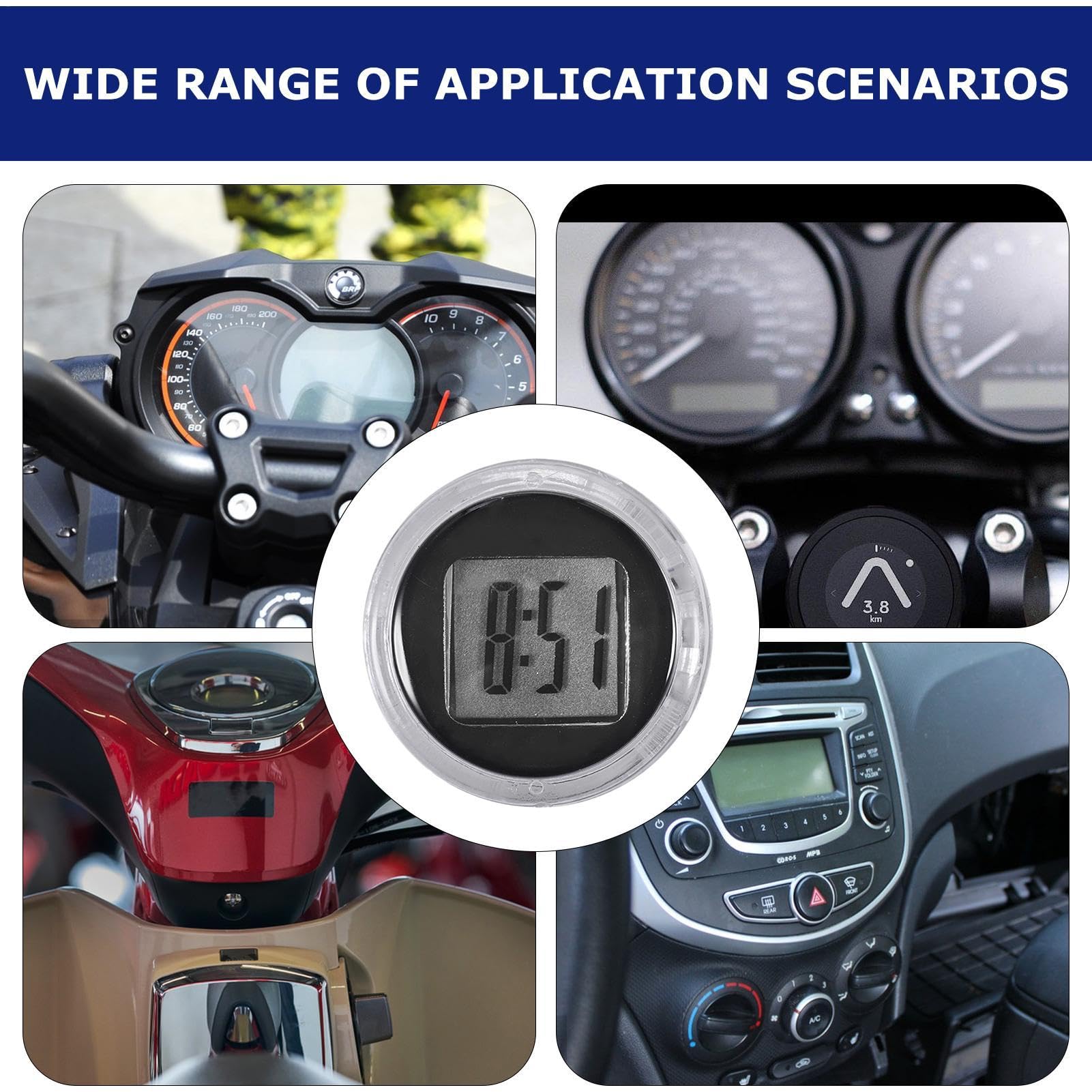 Reloj Digital Adhesivo | Reloj Adhesivo para Salpicadero De Coche | Reloj Digital para Motocicleta Resistente Al Agua | Relojes Adhesivos para Salpicadero De Barco, Bicicleta Y Hogar
