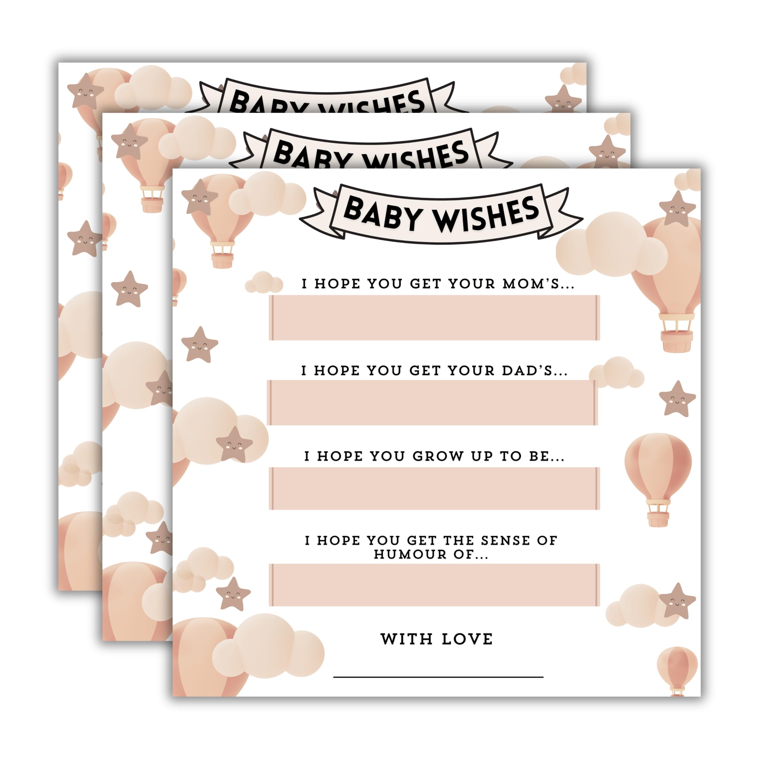 The Decor Cycle, Pack of 30, Baby Shower Decoration Items Baby's Wishes Cards for Friends, Get Fun Advice from Family, 4x4 Inches,