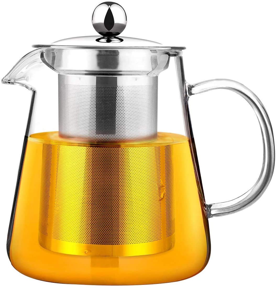 Glass Teapot with Removable Infuser,Stovetop Safe Tea Kettle, Blooming and Loose Leaf Tea Maker Set,Gift Box (750ML)