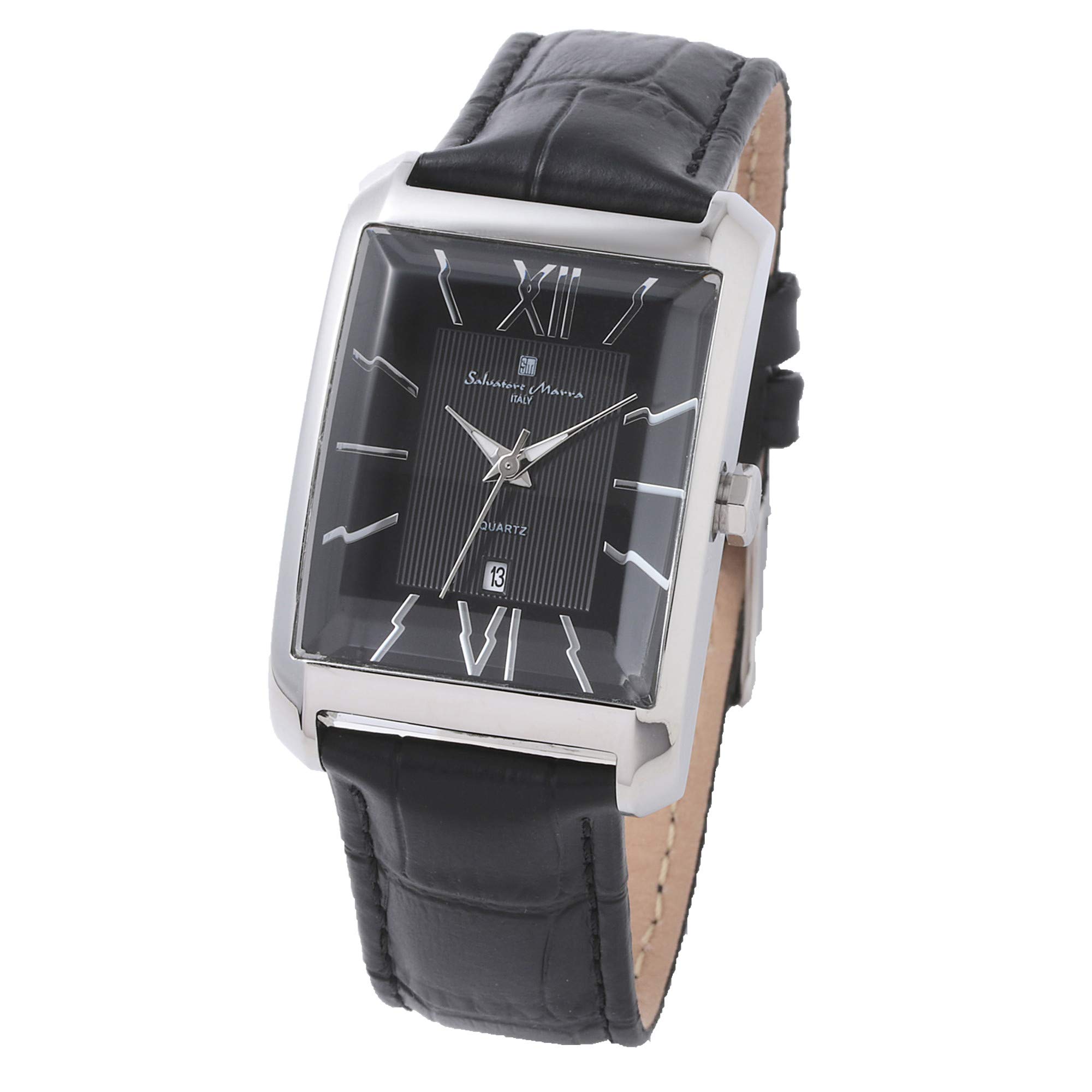 Salvatore Marra Men's Stainless Steel Cut Glass Watch