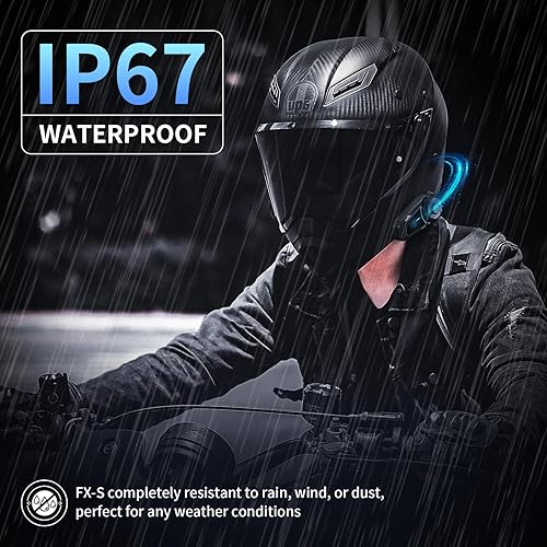 Miniatura 8 de Fodsports FX-S auriculares Bluetooth para motocicleta V5.4, sistema de comunicación de intercomunicador para casco de 2 vías con IP67 impermeable,