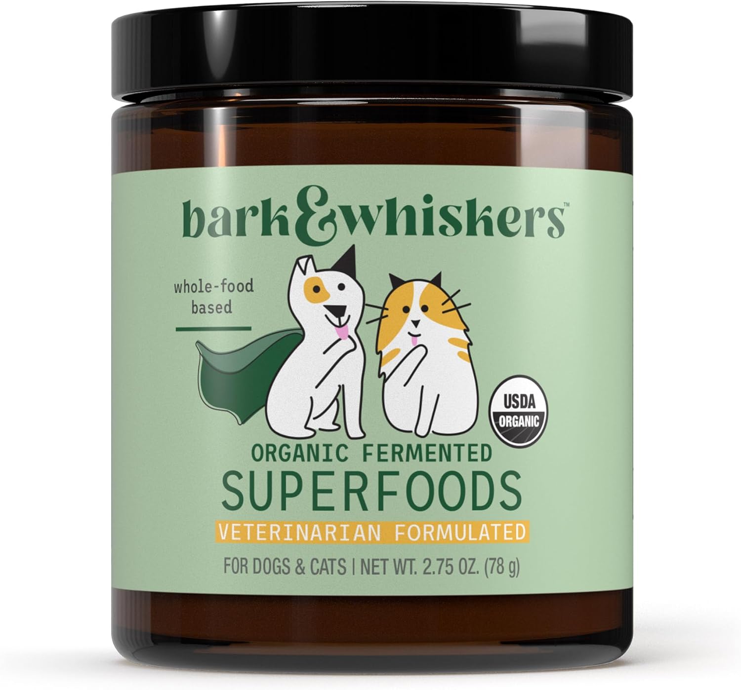 Dr. Mercola Bark & Whiskers Organic Fermented Superfoods – Nutrient-Rich Meal Topper for Dogs & Cats – with Antioxidants – Cheddar Flavor – USDA Organic – 60 Scoops