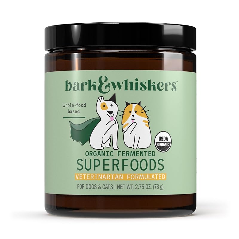 Complemento para Ração de Cães e Gatos Bark & Whiskers com Superalimentos Fermentados Orgânicos Dr. Mercola, 78 g, 60 porções