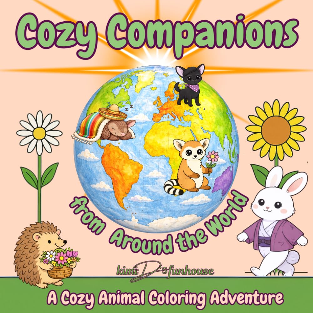 Cozy Companions from Around the World: A Cozy Animal Coloring Adventure. Relaxation and fun for All