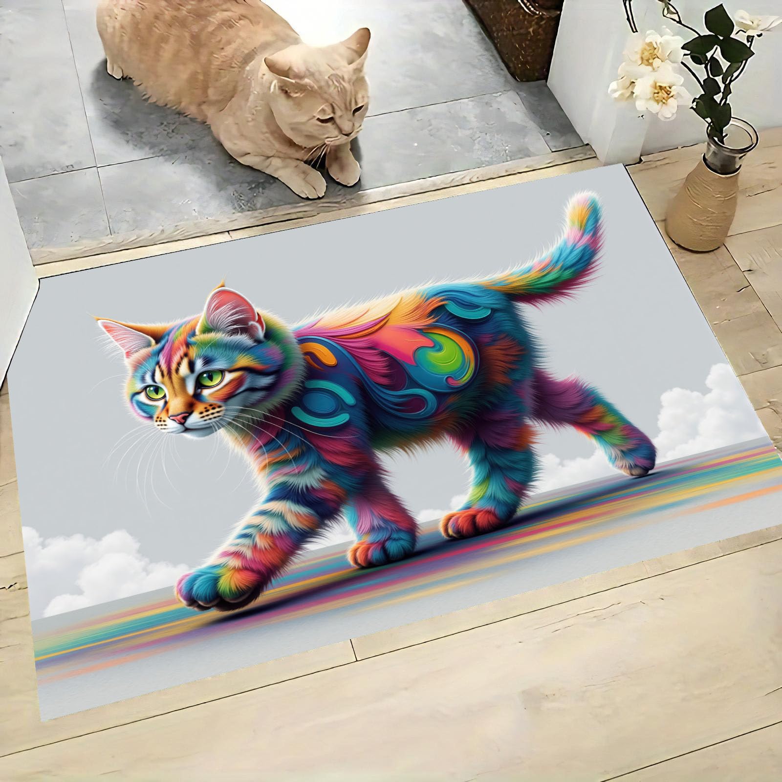 Tapis de sol antidérapant lavable bleu 80x120 cm pour sécuriser sol humide de salle de bain