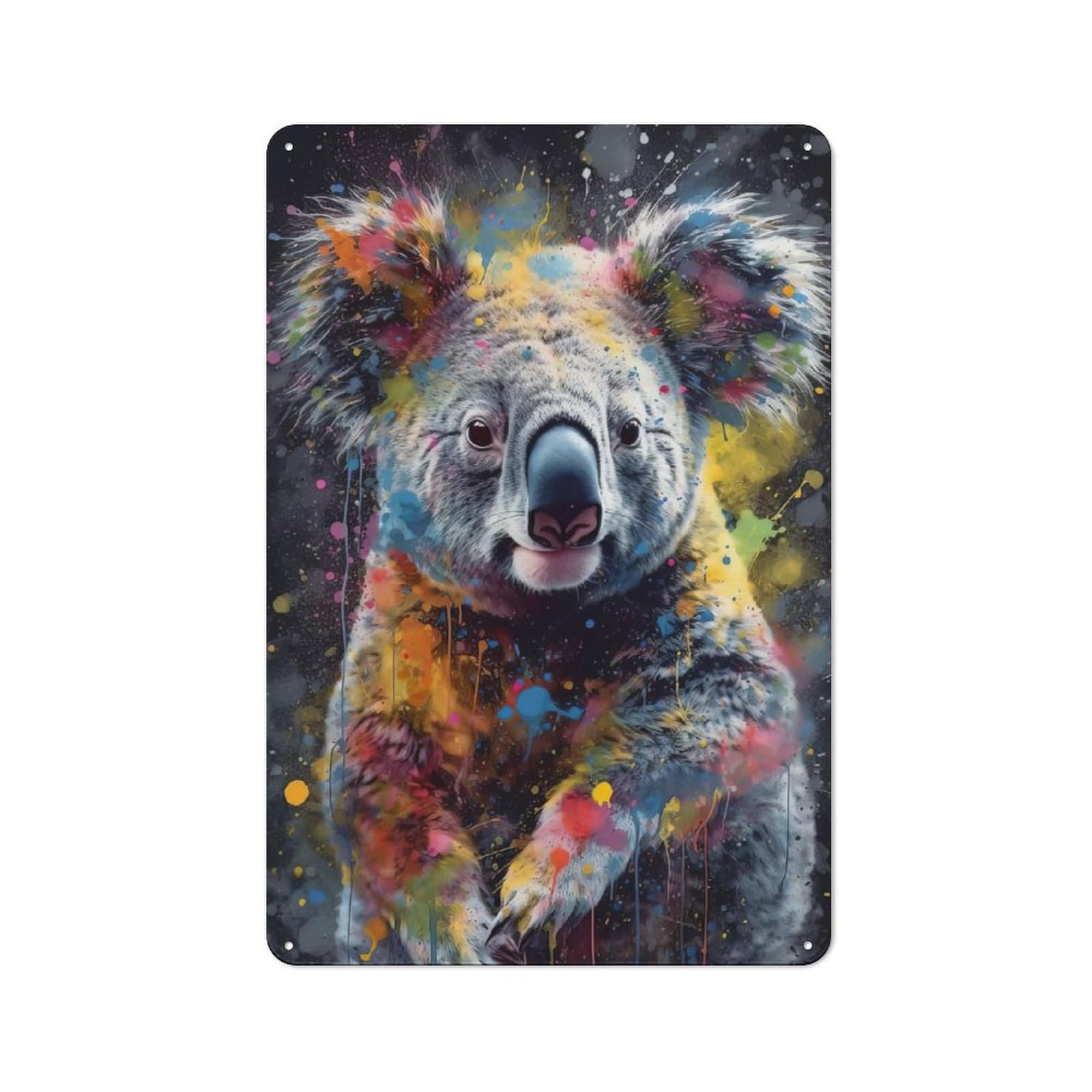 Junmoney Koala Painting Retro Metal Sign 30X20cm For Hobby Room Or Studio, Autumn Wall Decor For Creative Interior Collectors