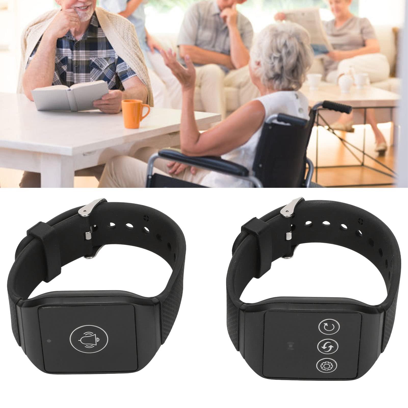 di Chiamata Cercapersone Wireless, Ricevitore da Polso Ricaricabile, di Chiamata Infermiere Impermeabile con Luce Lampeggiante, Vibrazione e Cicalino, Tecnologia Wireless RF, per